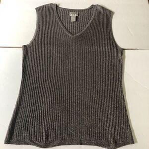 Chico’s Gray and Silver Metallic Sleeveless Tank.